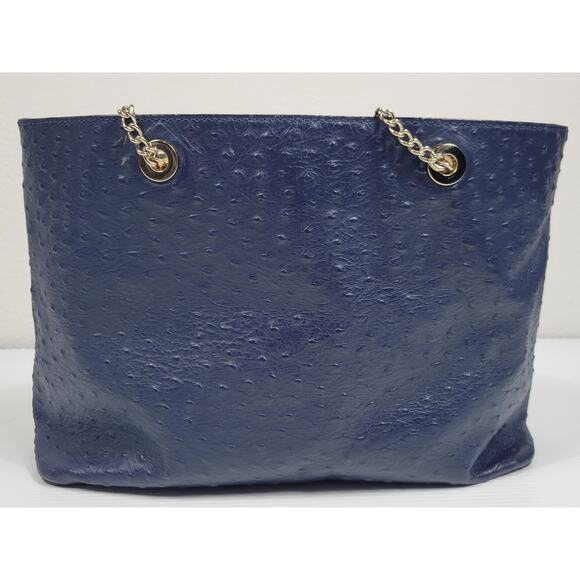Kate Spade Elegant Halsey La Vita Blue Ostrich Cow Leather Tote Shoulder Bag‎ - Picture 6 of 16
